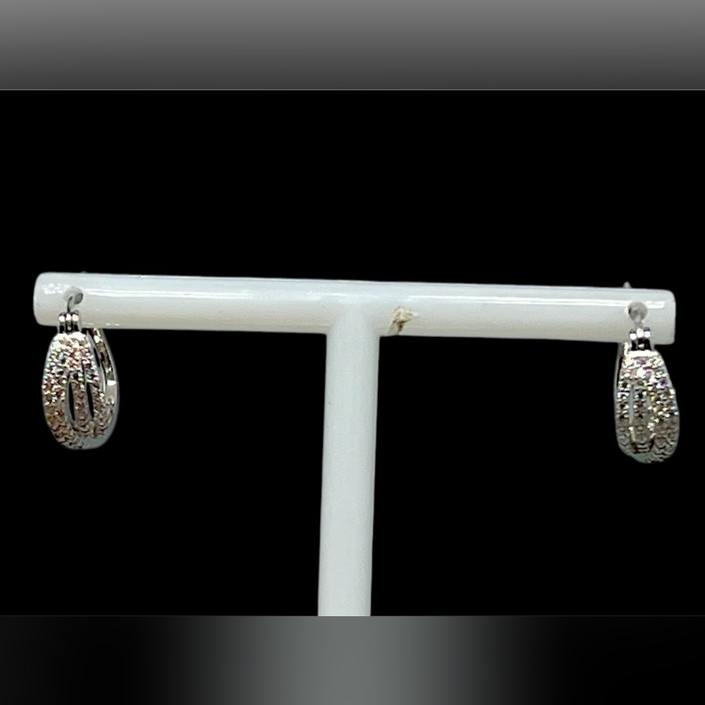 Small Sterling Silver & Cubic Zirconia Earrings